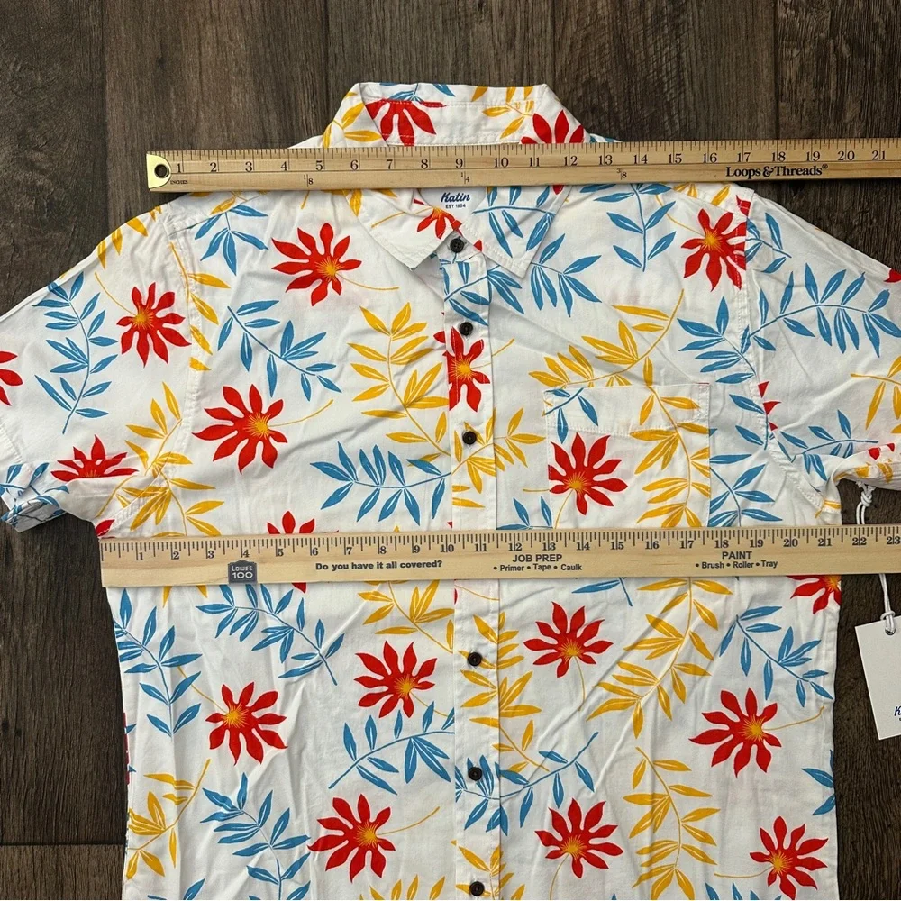 Katin Catton Rayon Blend Short Sleeves Shirt Men’s Size M Floral Multicolour
